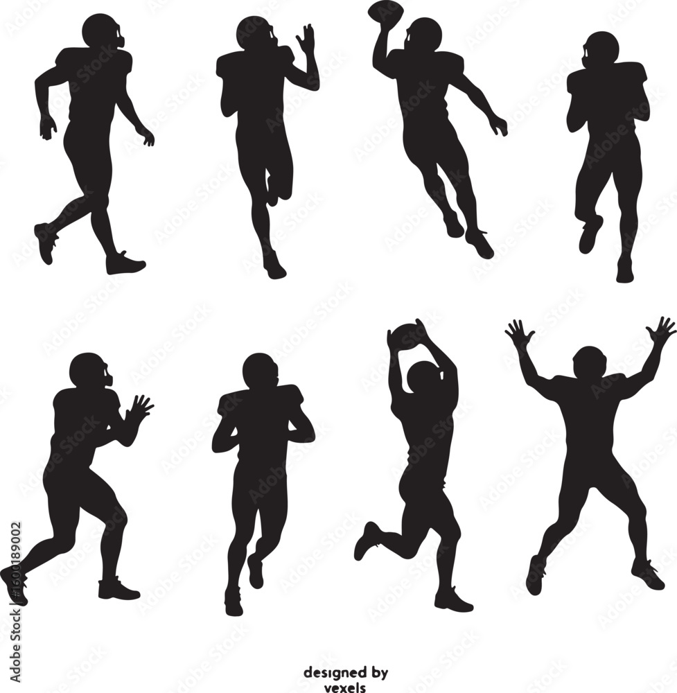 Fototapeta premium american football, silhouette, vector bundle