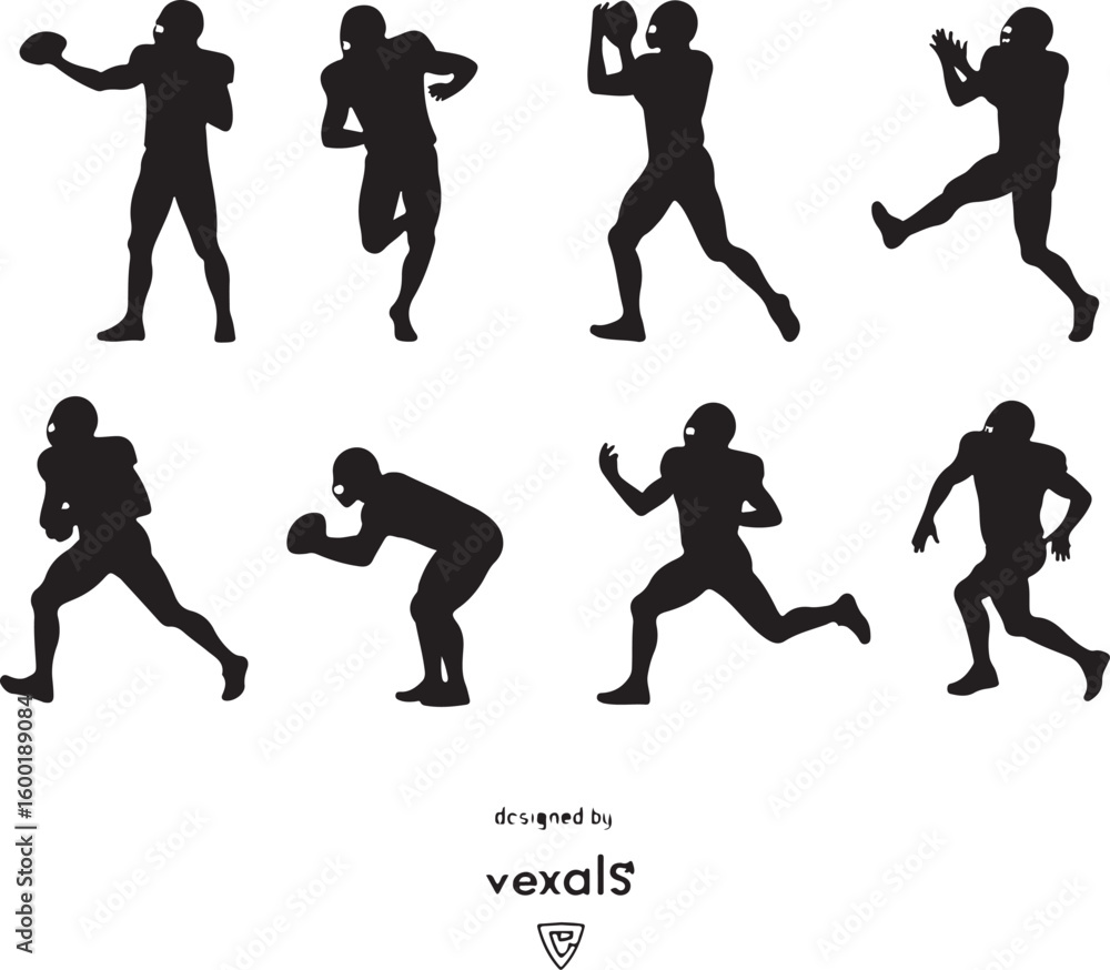 Fototapeta premium american football, silhouette, vector bundle