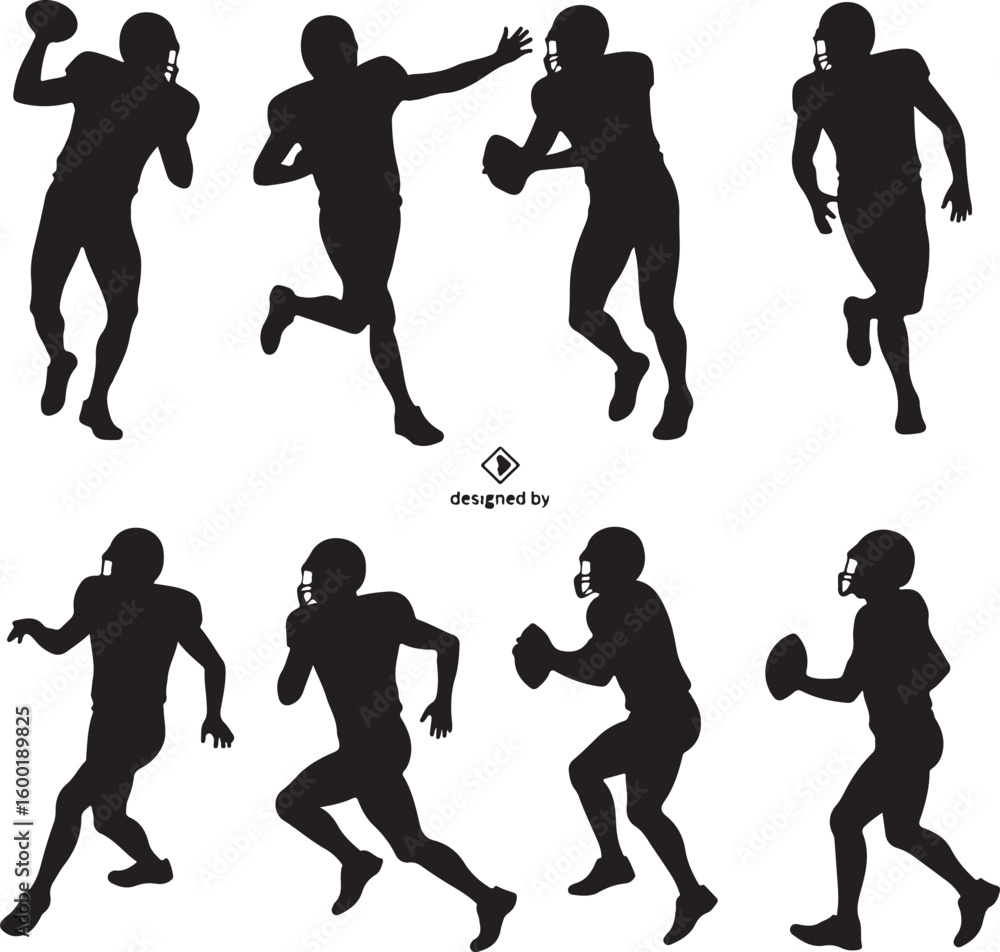 Fototapeta premium american football, silhouette, vector bundle