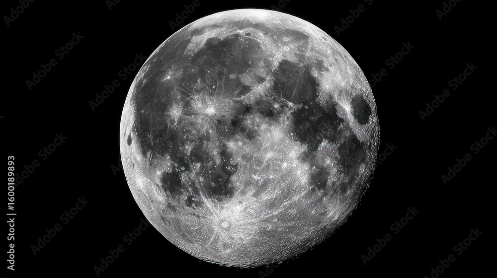 Obraz premium Full moon, grayscale image