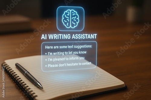 AI writing assistant on a digital screen.