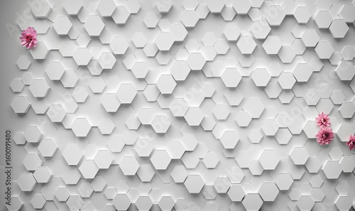 abstract white hexagonal wa...
