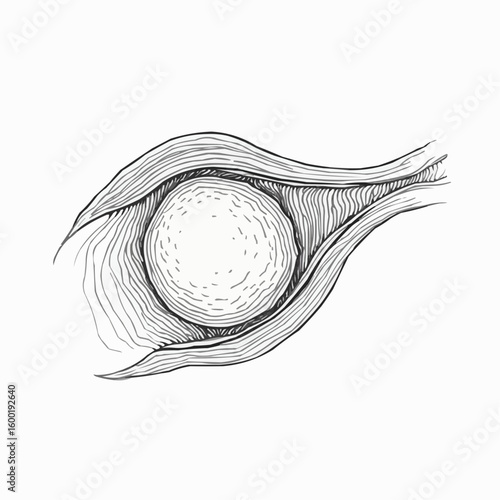Detailed line art vector of ovarian follicle with egg release anatomy  