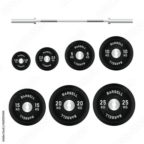 Barbells Set of With Different Weights Vector Illustration