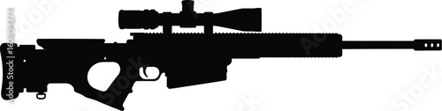 Precision Sniper Rifle Silhouette with Scope, Weapon Icon