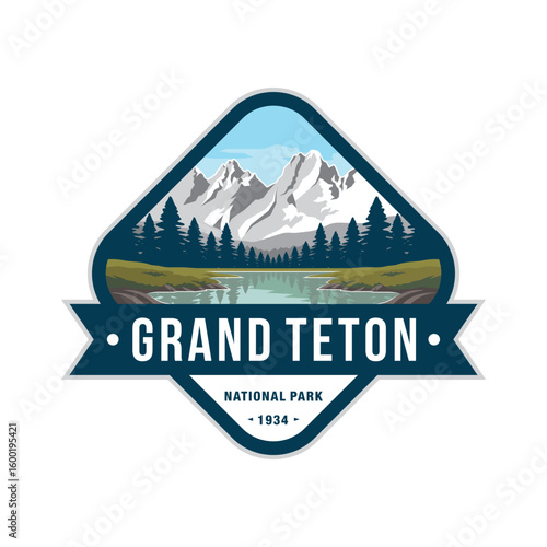 Grand Teton National Park logo badge emblem illustration