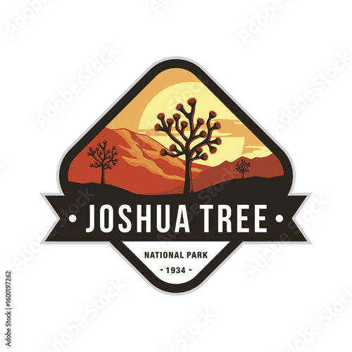Joshua Tree National Park logo badge emblem illustration