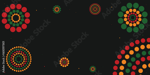 flat colorful fireworks with red yellow and green colors  with copy space , festive decorations  also good for black history month, Juneteenth and kwanzaa 