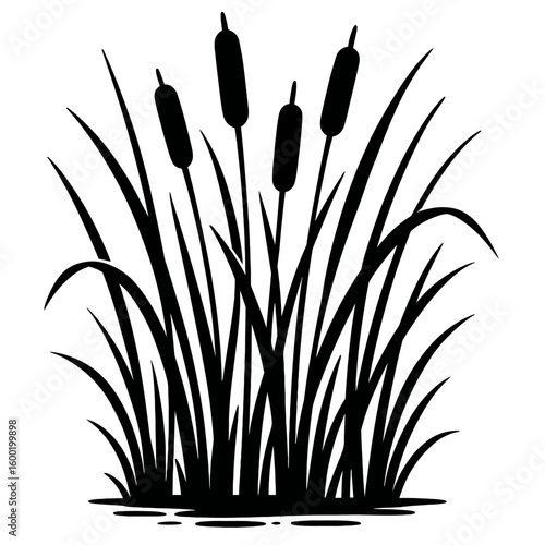 Cattails and Reeds Wetland Plants Icon - Classic Symbol of Marshes and Nature