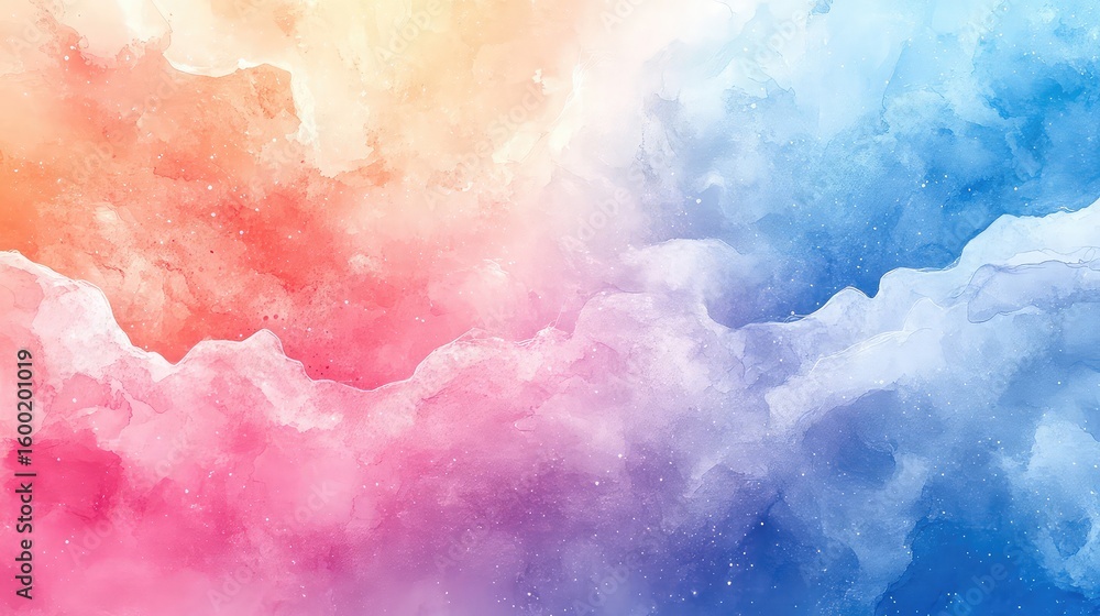 Fototapeta premium Watercolor patterns with soft blending, pastel tones, hand-painted brush strokes, abstract compositions, flowing colors, and artistic backgrounds ideal for creative digital designs.