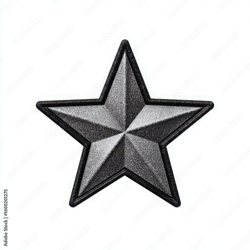 Obraz premium Black five pointed star with textured surface symbol