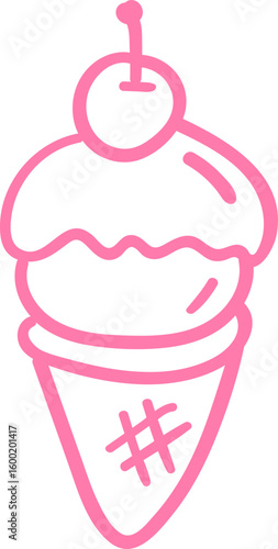 Pink ice cream doodle line