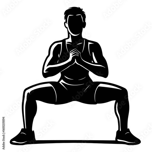 Man Doing Sumo Squat Exercise - Inner Thigh and Leg Fitness Icon