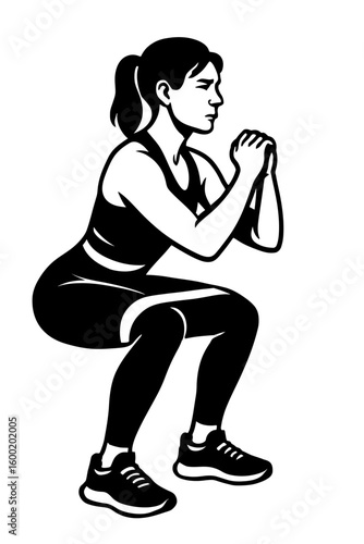 Woman Doing Squats with Resistance Band - Fitness and Leg Workout Icon