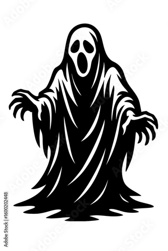 Screaming Ghost Icon Vector - Spooky Halloween Specter Character