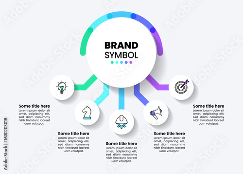 Infographic template. Circle with lines and 5 options