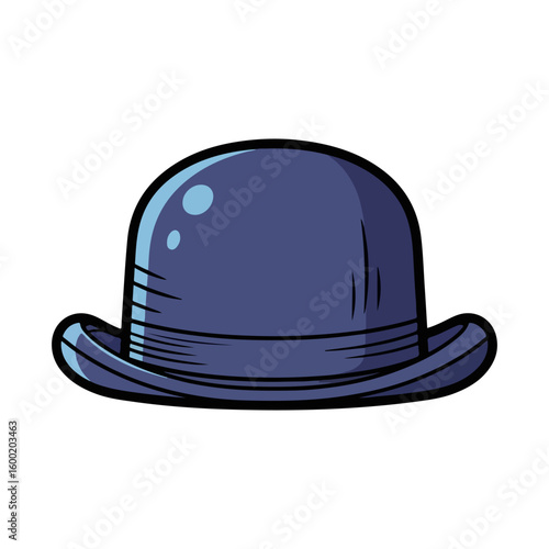 Bowler hat cartoon, colored cartoon with line art and white background. AI generated image.