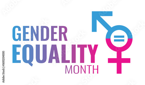 Gender Equality Month, Gender equality symbol isolated on white background. Men and women equal concept