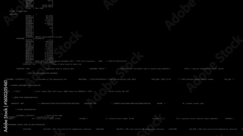 Decoding metadata for research. Running text on the screen.