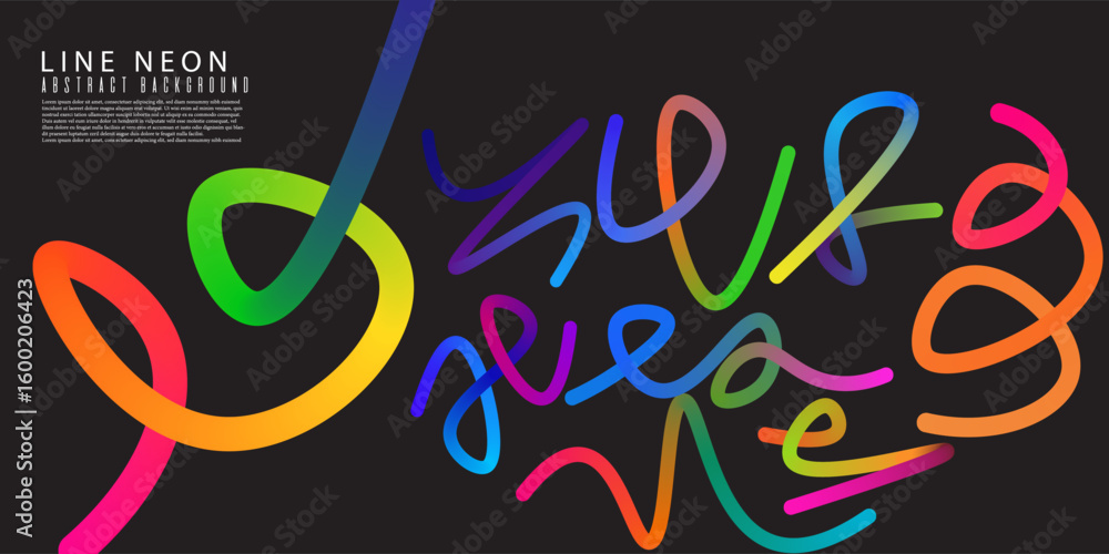 Naklejka premium Neon style colorful wave shapes on dark background, ideal for trendy posters, backgrounds, or branding.