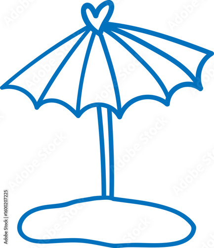 Sea beach umbrella doodle line