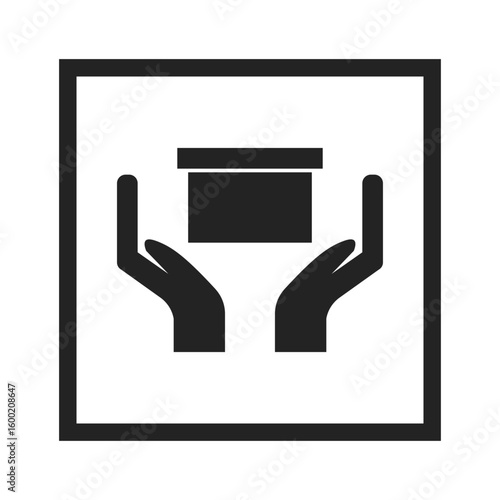 Isolated illustration silhouette handle with care sign for packaging storage 
for methods