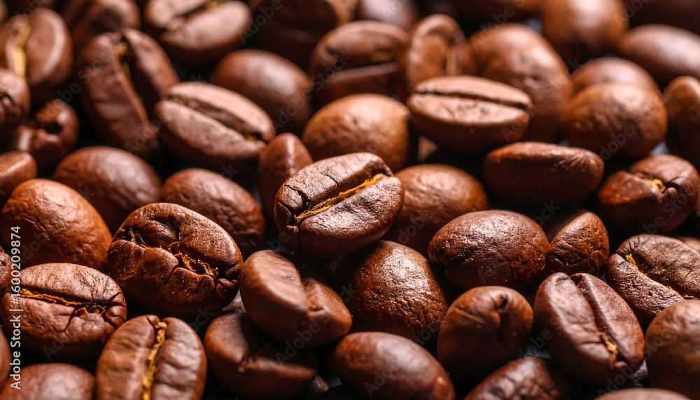 Naklejka premium Close-up view of roasted coffee beans