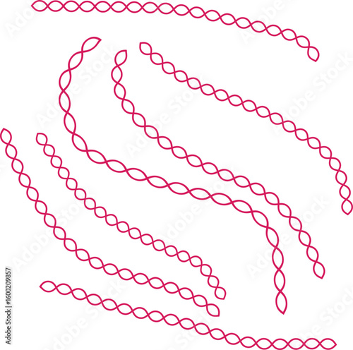 Illustration of interconnected red protein strands isolated on white background