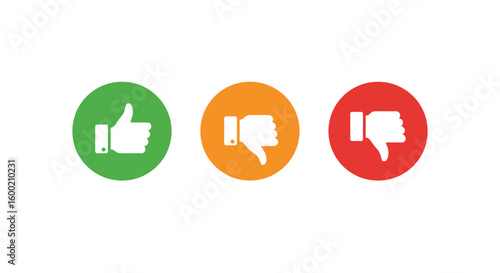 Colorful thumbs up and down icons for feedback and evaluation
