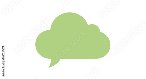 Green cloud chat icon on white background: minimalist communication co