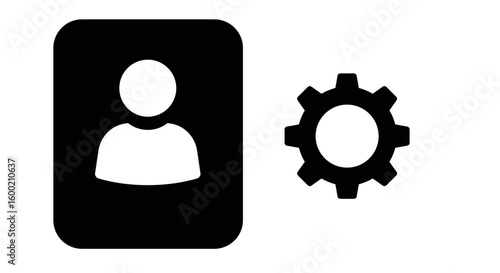 Profile and settings icon set: minimalist user interface design in bla
