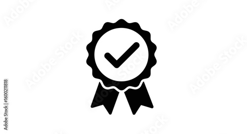 Award badge with check mark icon for certification and achievement the