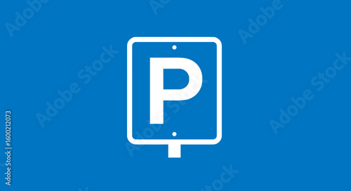 Minimal blue parking sign icon on vibrant background for urban navigat
