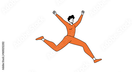 Energetic person leaping in dynamic flat style illustration