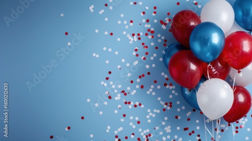 Wallpaper Mural Festive balloons and confetti celebration on blue background for party design Torontodigital.ca