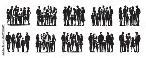 Diverse groups of people standing together family adults