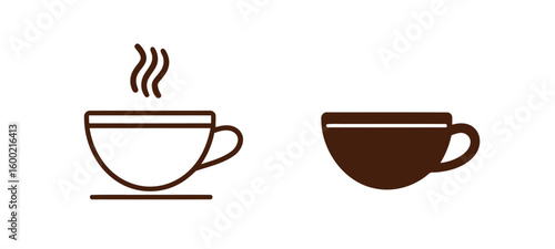 Hot coffee drink in a mug, a vector icon for your morning design