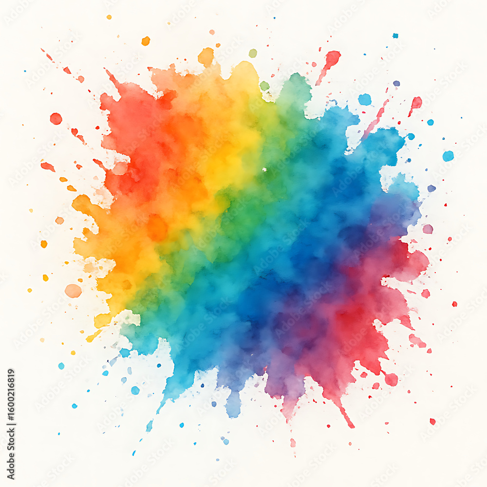 Fototapeta premium Vibrant rainbow watercolor splash with vibrant colors and dynamic splatter effect