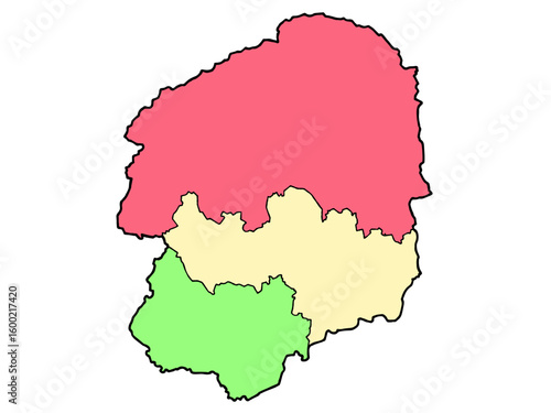 少しゆるい栃木県地図 地域色分け 関東 東日本