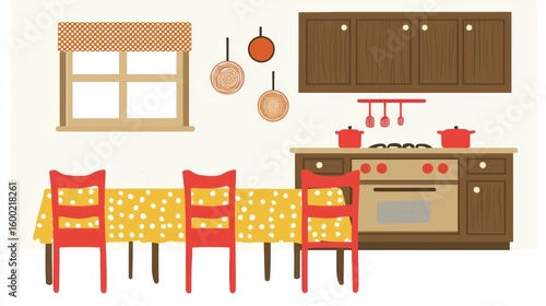 A charming kitchen with a dining area.