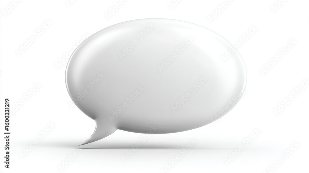 Naklejka premium A minimalist illustration speech bubble being covered by a blank, neutral speech bubble of the same shape. Clean background, no text.