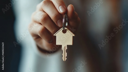 Hand holding house-shaped key