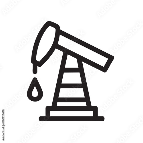 Oil drilling rig icon for energy production and resources