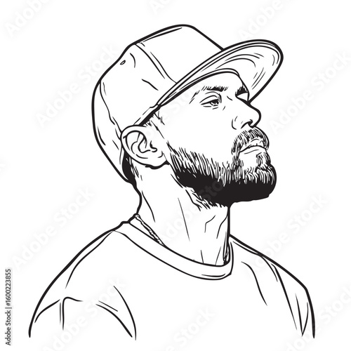 Male portrait with cap showcasing emotional expression and confidence