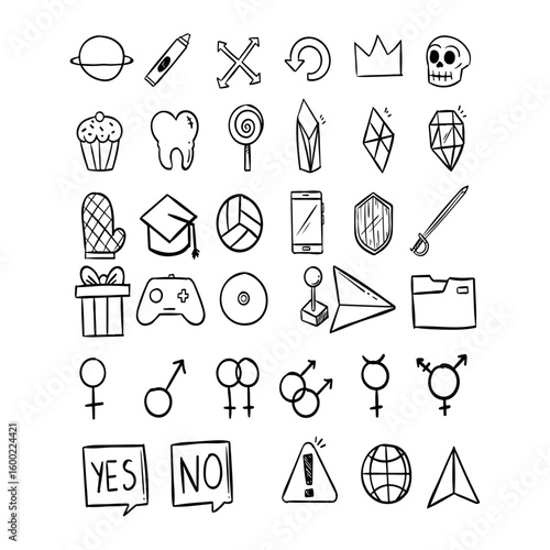 scribble elements silhouette illustration