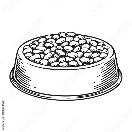 Dog food bowl filled with kibble suitable for pet care needs