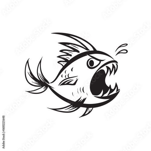Aggressive fish design for tattoo, poster, or apparel use