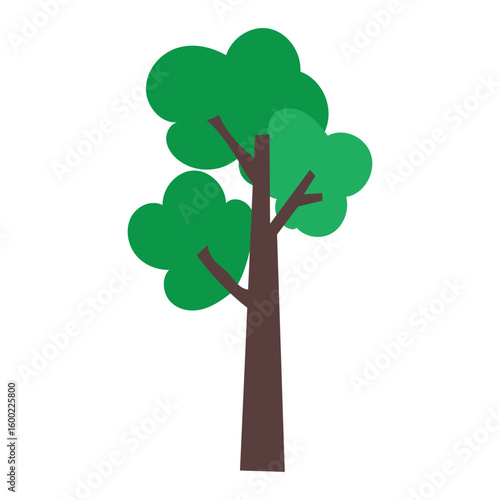 Green tree flat design isolated on white background