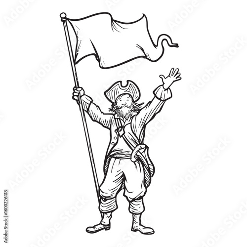 Pirate waving flag in a lively celebration of maritime adventure