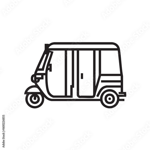 Three wheeled auto rickshaw design for urban transportation concept